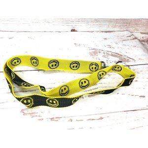 Yellow & Black Smiley Face Happy Face Key Chain ID Badge Holder Necklace Gift